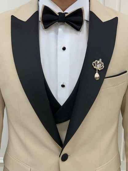 Eden Beige Slim Fit Peak Lapel Tuxedo