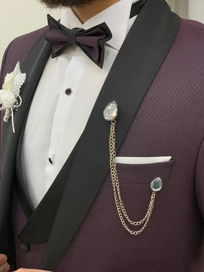 Avion Burgundy Slim Fit Shawl Lapel Tuxedo