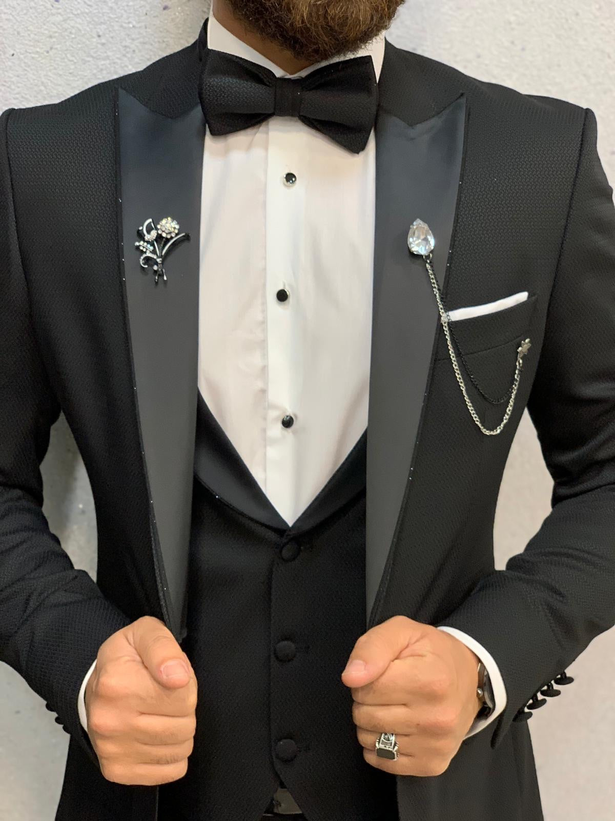 Bond Black Slim Fit Tuxedo - Timeless Elegance for Formal Occasions