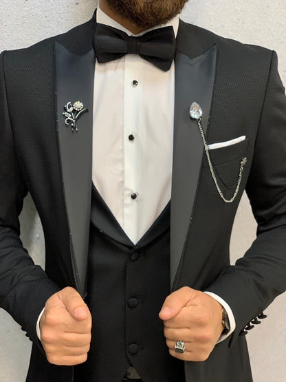Bond Black Slim Fit Tuxedo - Timeless Elegance for Formal Occasions