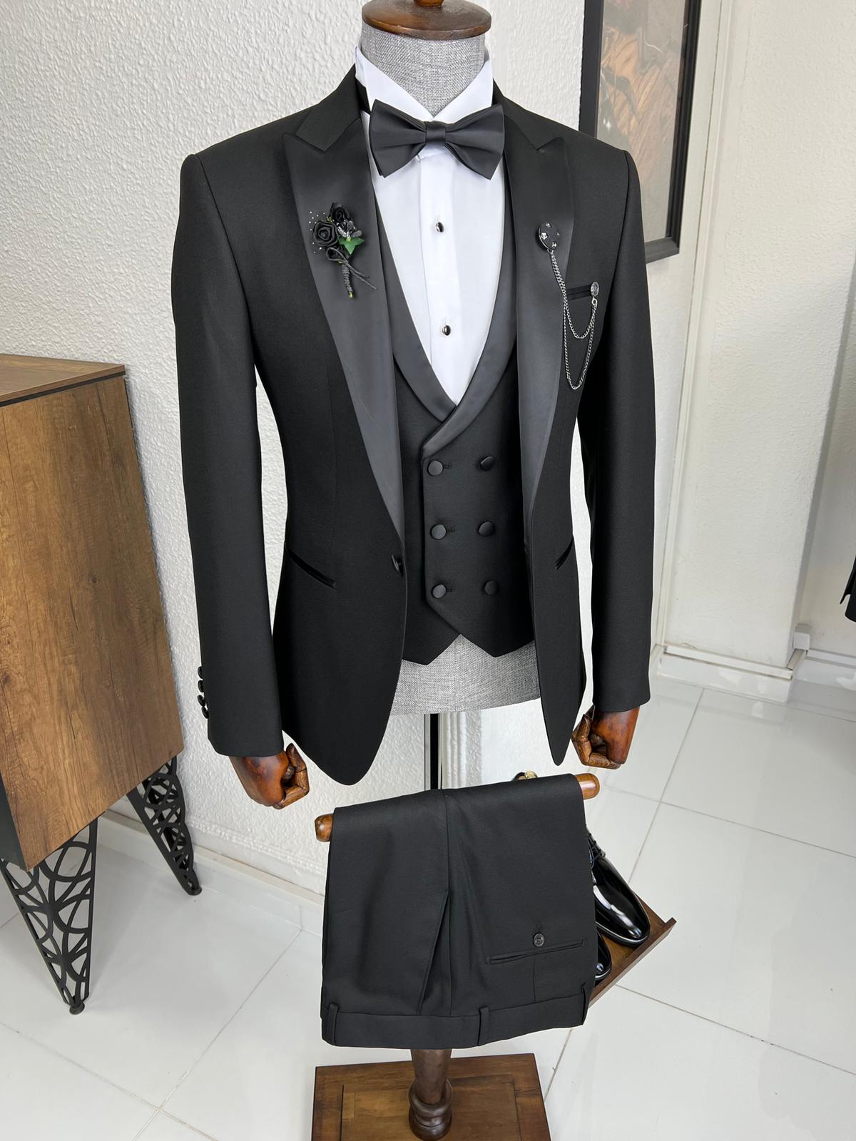 Veneta Slim Fit Dovetail Collared Black Tuxedo