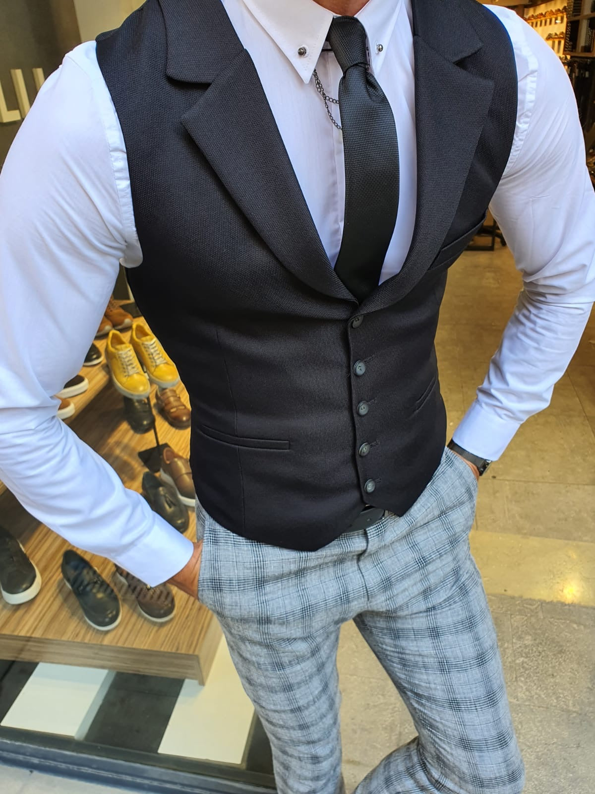Bellingham Black Slim Fit Vest – Effortless Elegance for Every Occasion