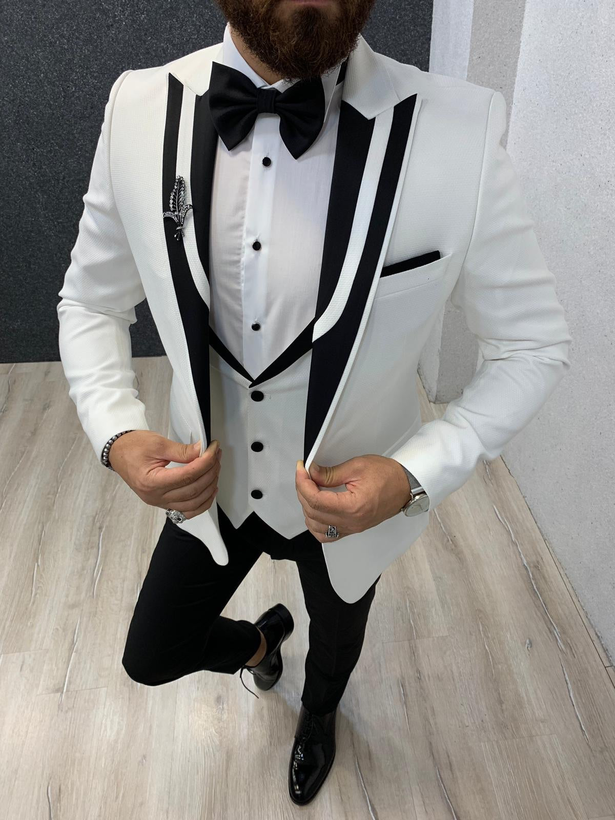 Lazio White Slim Fit Tuxedo for Men