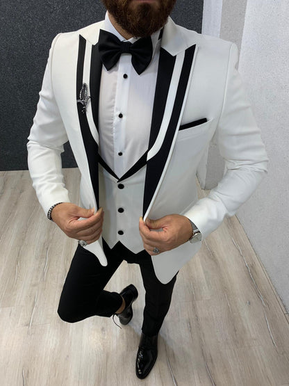 Lazio White Slim Fit Tuxedo for Men