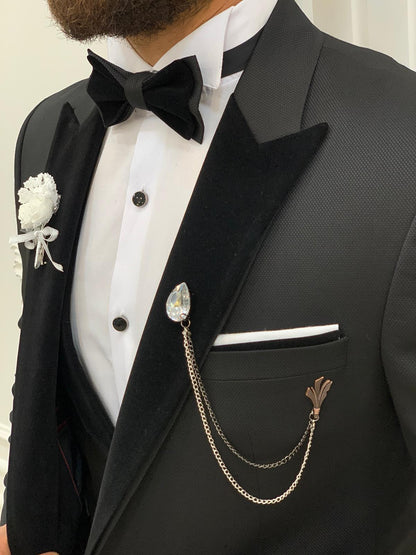 Molalla Black Velvet Peak Lapel Tuxedo: Perfect Elegance for Formal Occasions