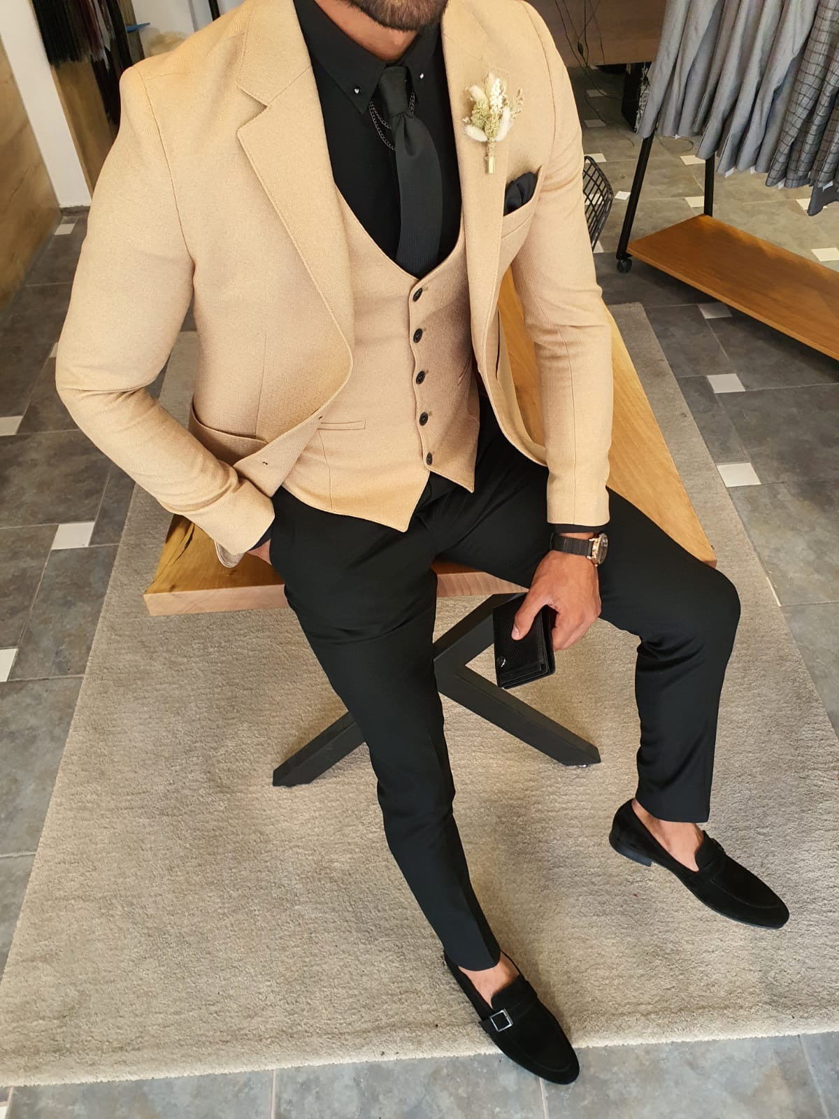 Edmond Beige Slim Fit Suit: The Ultimate Versatile Three-Piece Suit