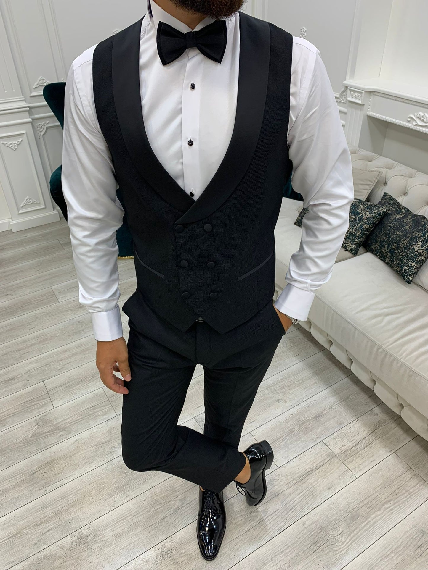 Lazio Black Slim Fit Shawl Lapel Tuxedo