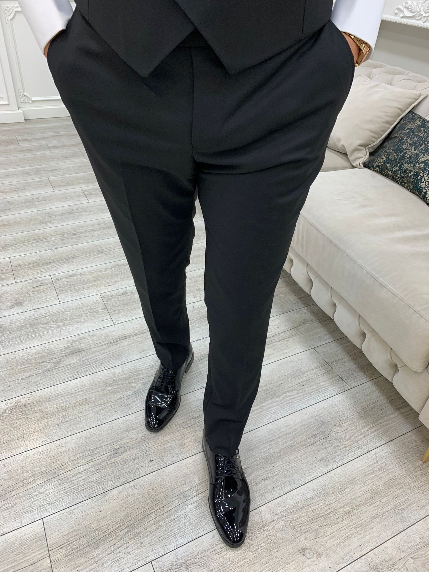 Caesar Green Slim Fit Peak Lapel Floral Patterned Tuxedo