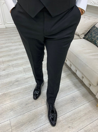 Caesar Green Slim Fit Peak Lapel Floral Patterned Tuxedo