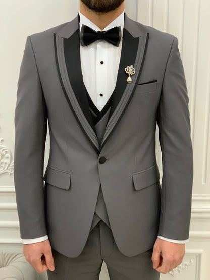 Glendale Gray Slim Fit Peak Lapel Tuxedo