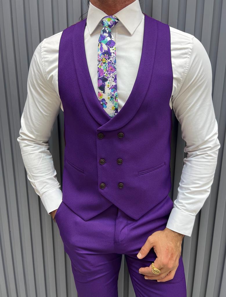 Sorento Purple Slim Fit Peak Lapel Suit - Perfect for Every Occasion