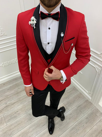Napoli Red Slim Fit Shawl Lapel Tuxedo