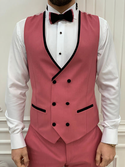 Eden Pink Slim Fit Velvet Peak Lapel Tuxedo for Men
