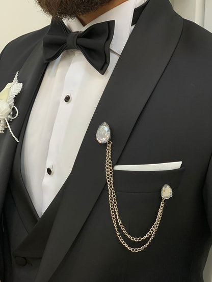 Avion Black Slim Fit Shawl Lapel Tuxedo: The Pinnacle of Formal Elegance