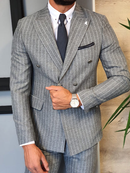 Wellington Gray Pinstripe Double Breasted Suit