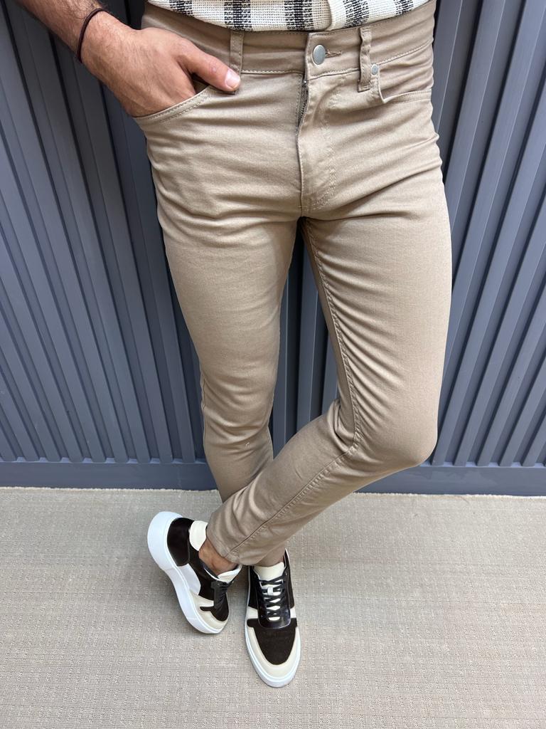 Sorento Beige Slim Fit Cotton Pants for Every Occasion