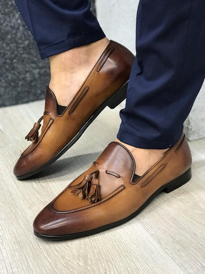 Tassel Leather Brown Loafers