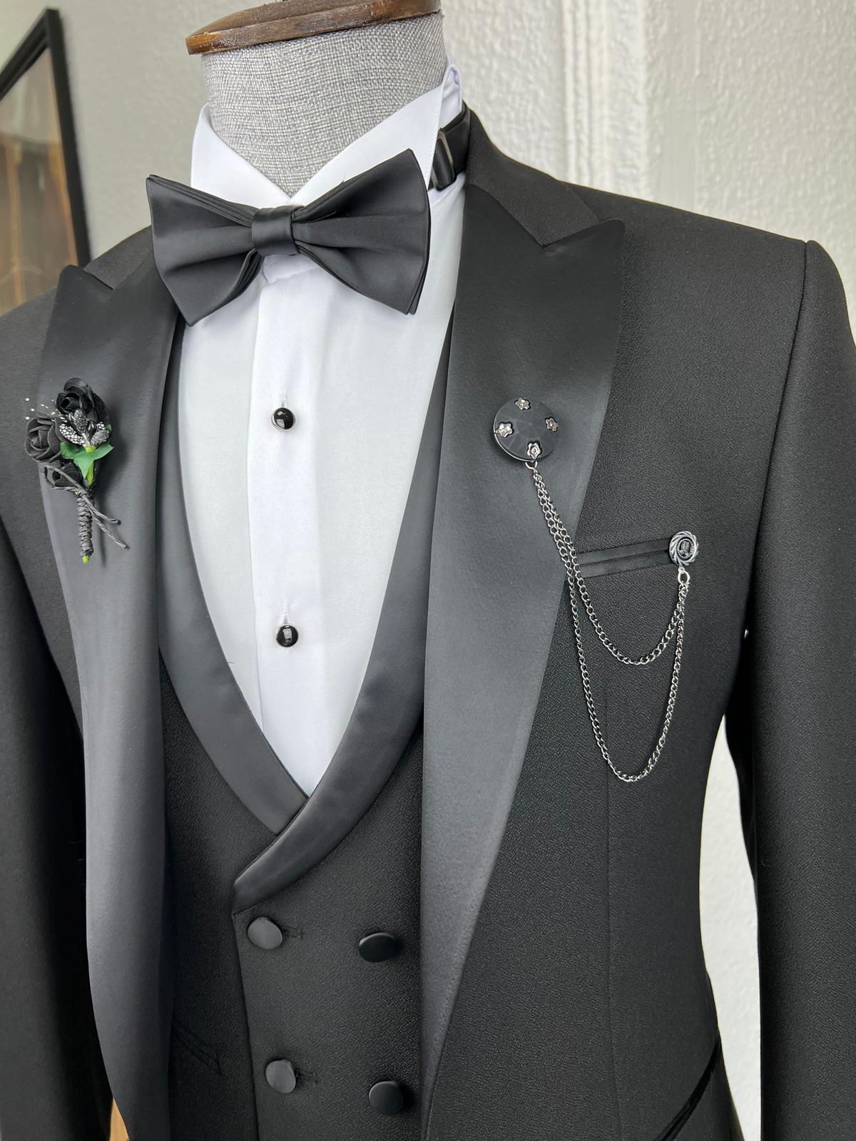 Veneta Slim Fit Dovetail Collared Black Tuxedo