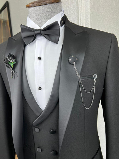 Veneta Slim Fit Dovetail Collared Black Tuxedo