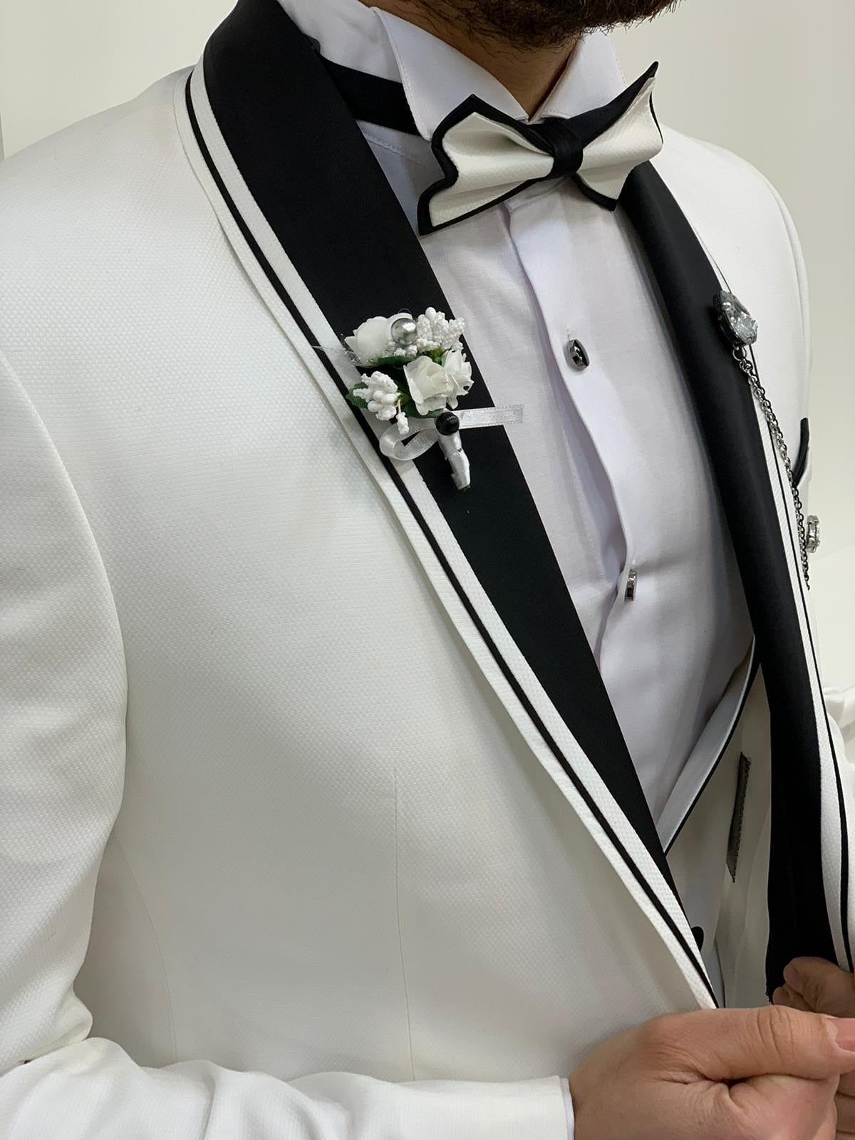 Napoli White Slim Fit Shawl Lapel Tuxedo