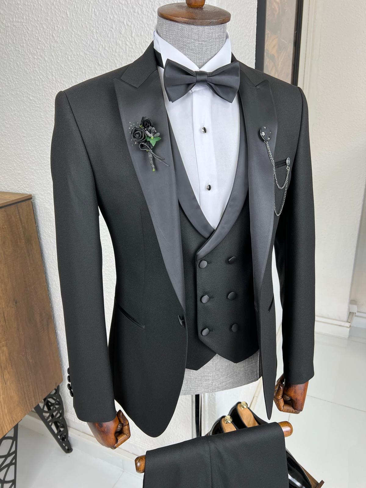 Veneta Slim Fit Dovetail Collared Black Tuxedo