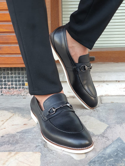 Montreal Black Bit Loafers - Elegant Leather Footwear for Men