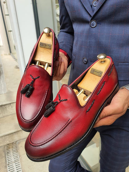 Fort Worth Red Tassel Loafer - Elegant Leather Footwear for Men