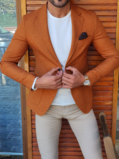 Stefano Camel Slim Fit Blazer - The Epitome of Sophistication