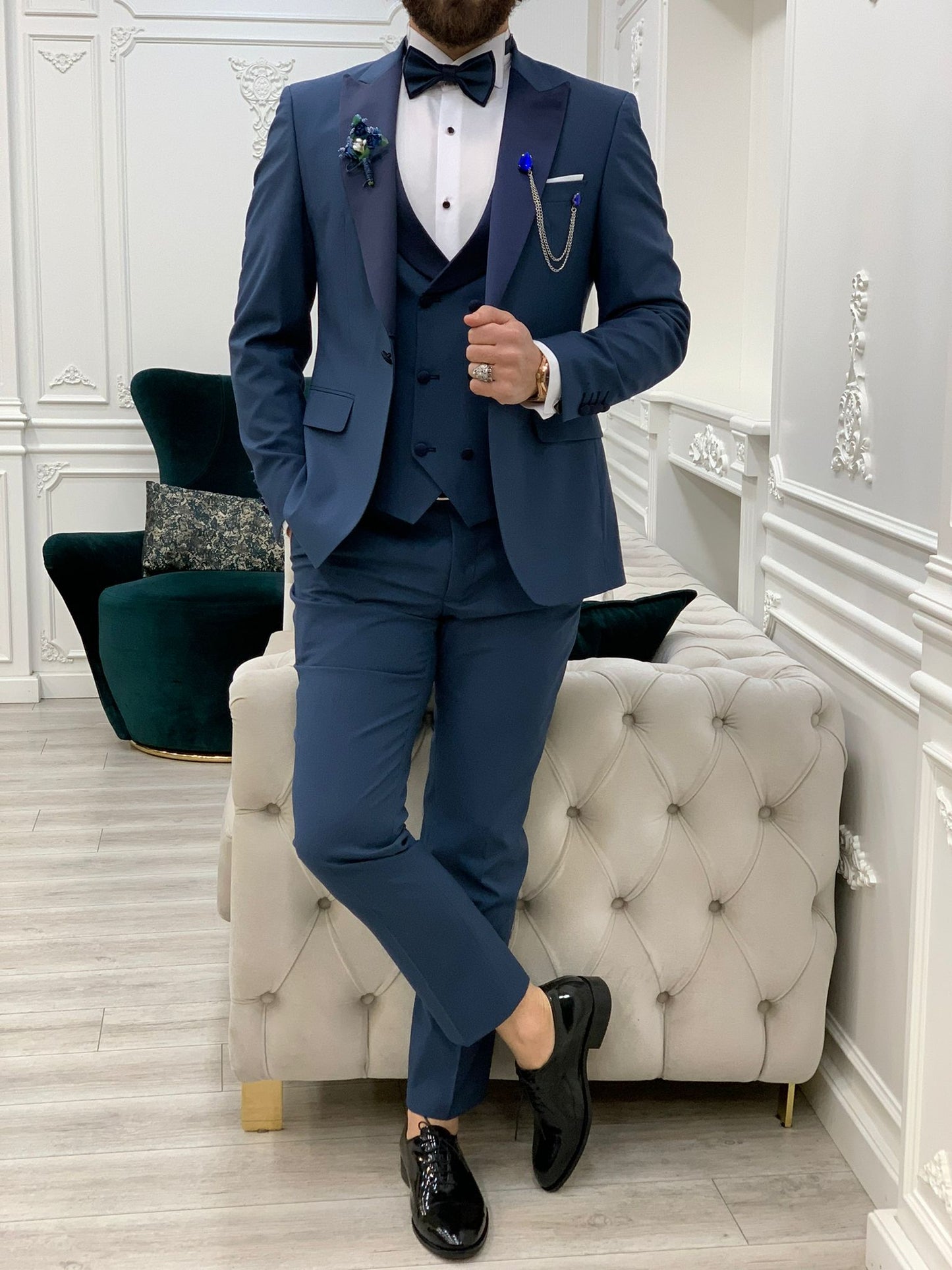 Perris Light Blue Slim Fit Tuxedo: Elevate Your Formal Style