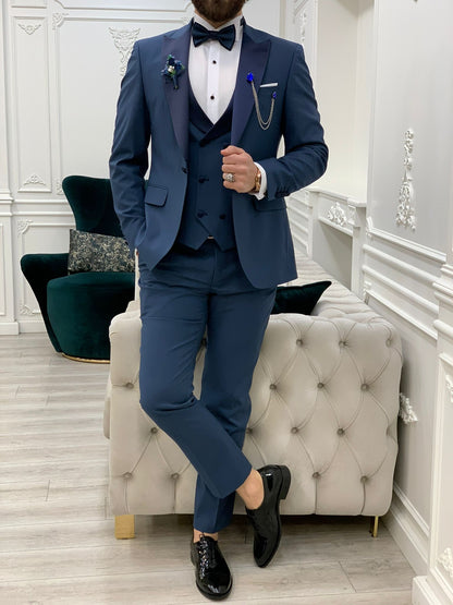 Perris Light Blue Slim Fit Tuxedo: Elevate Your Formal Style