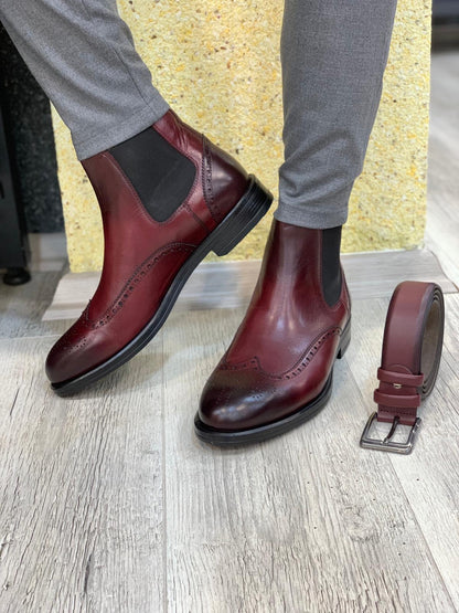 Ade Red Chelsea Boots - Elegant Leather Footwear for Men