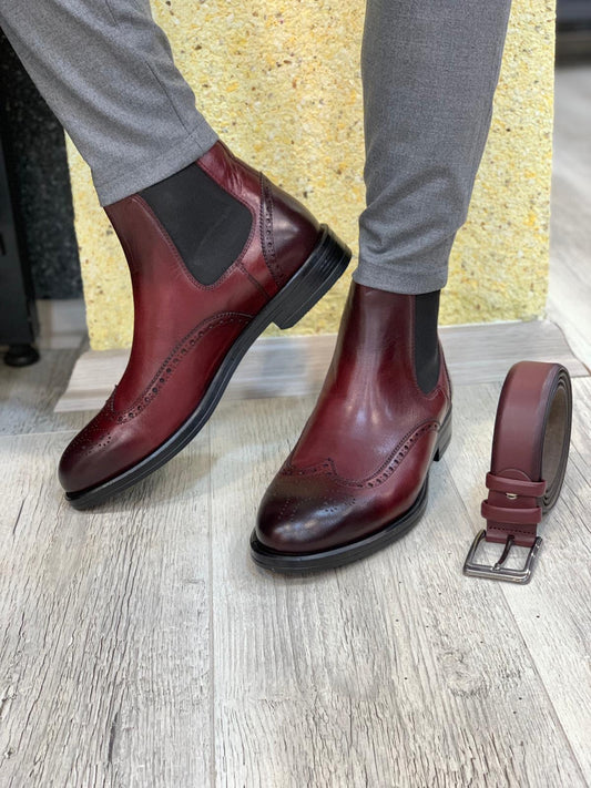 Ade Red Chelsea Boots - Elegant Leather Footwear for Men