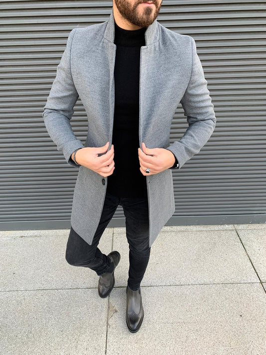 Kenzie Gray Slim Fit Wool Long Coat: Where Style Meets Versatility
