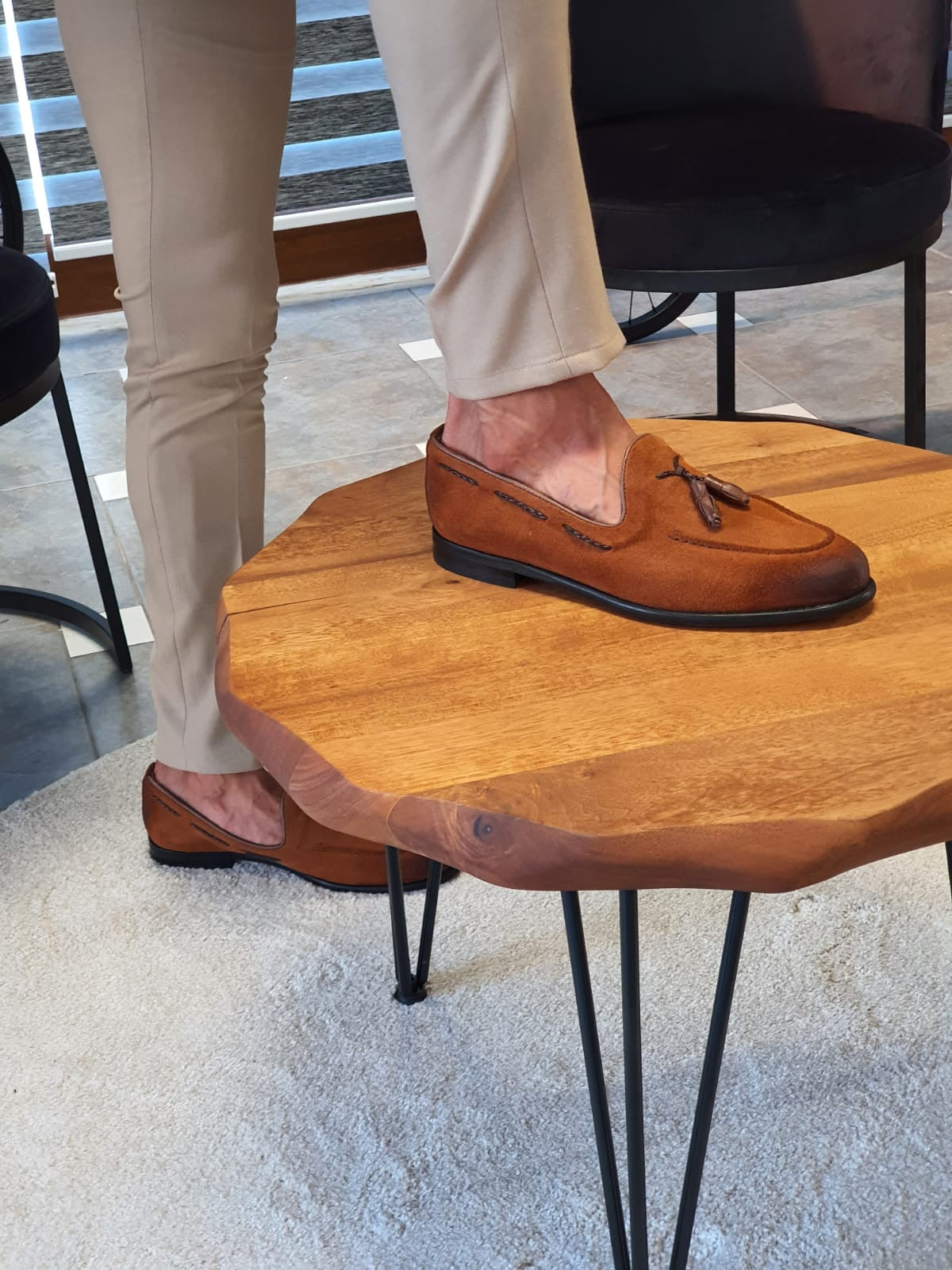 Stefano Tan Suede Tassel Loafers - Elevate Your Style