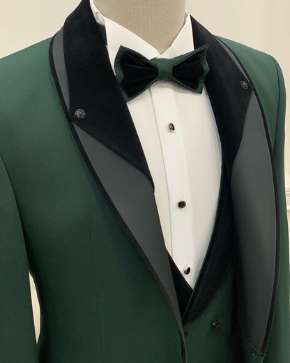 Caesar Green Slim Fit Velvet Shawl Lapel Tuxedo