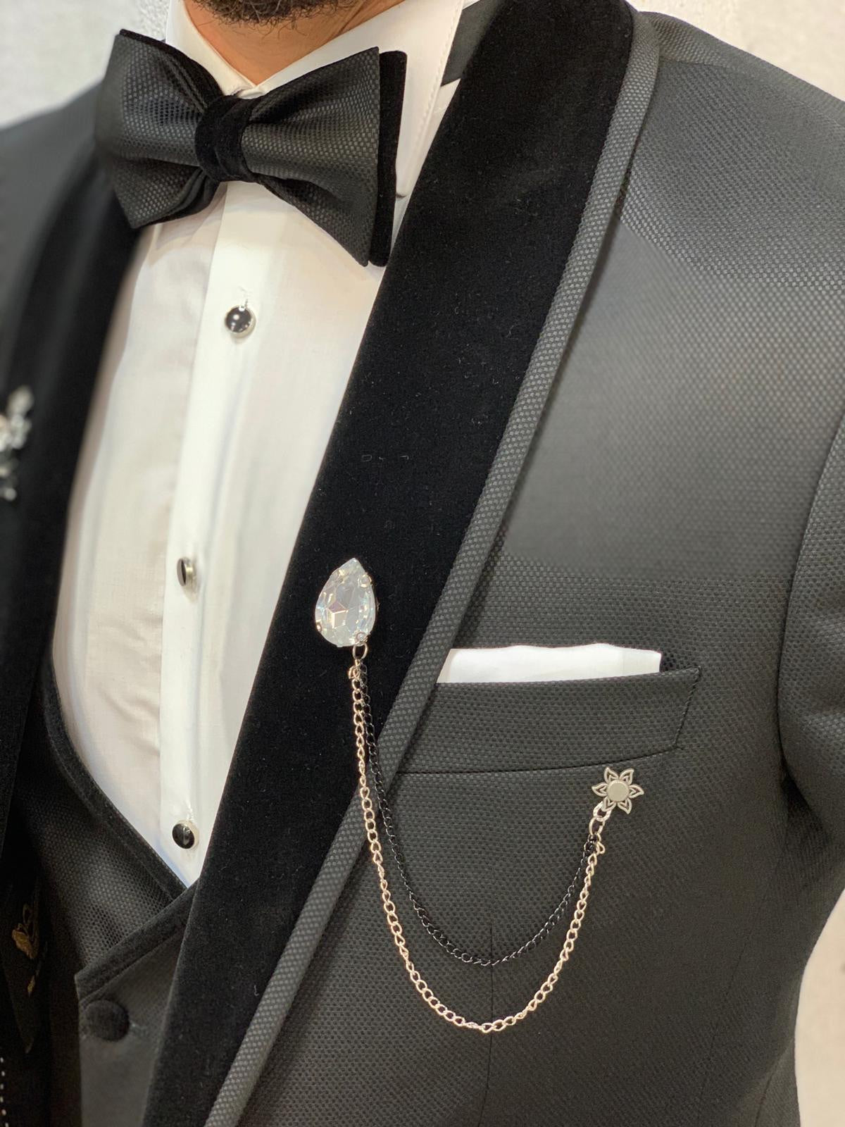 Acacia Black Slim Fit Tuxedo for Men