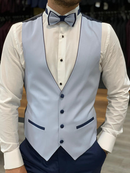 Wilson Sky Blue Slim Fit Peak Lapel Tuxedo: Perfect for Formal Occasions