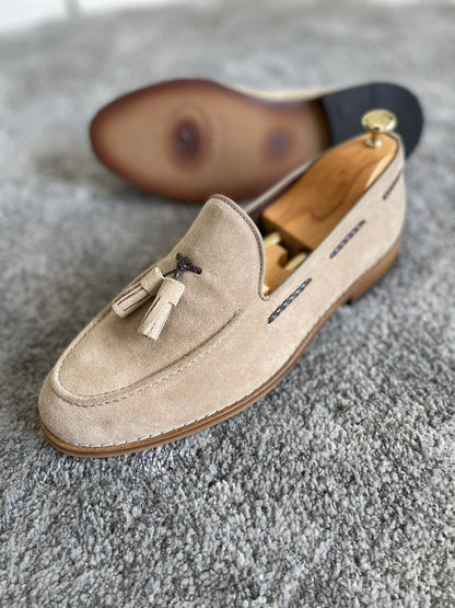 Remy Beige Suede Tassel Loafers