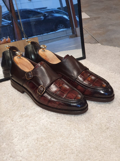 Montreal Brown Monk Strap Loafers for Men