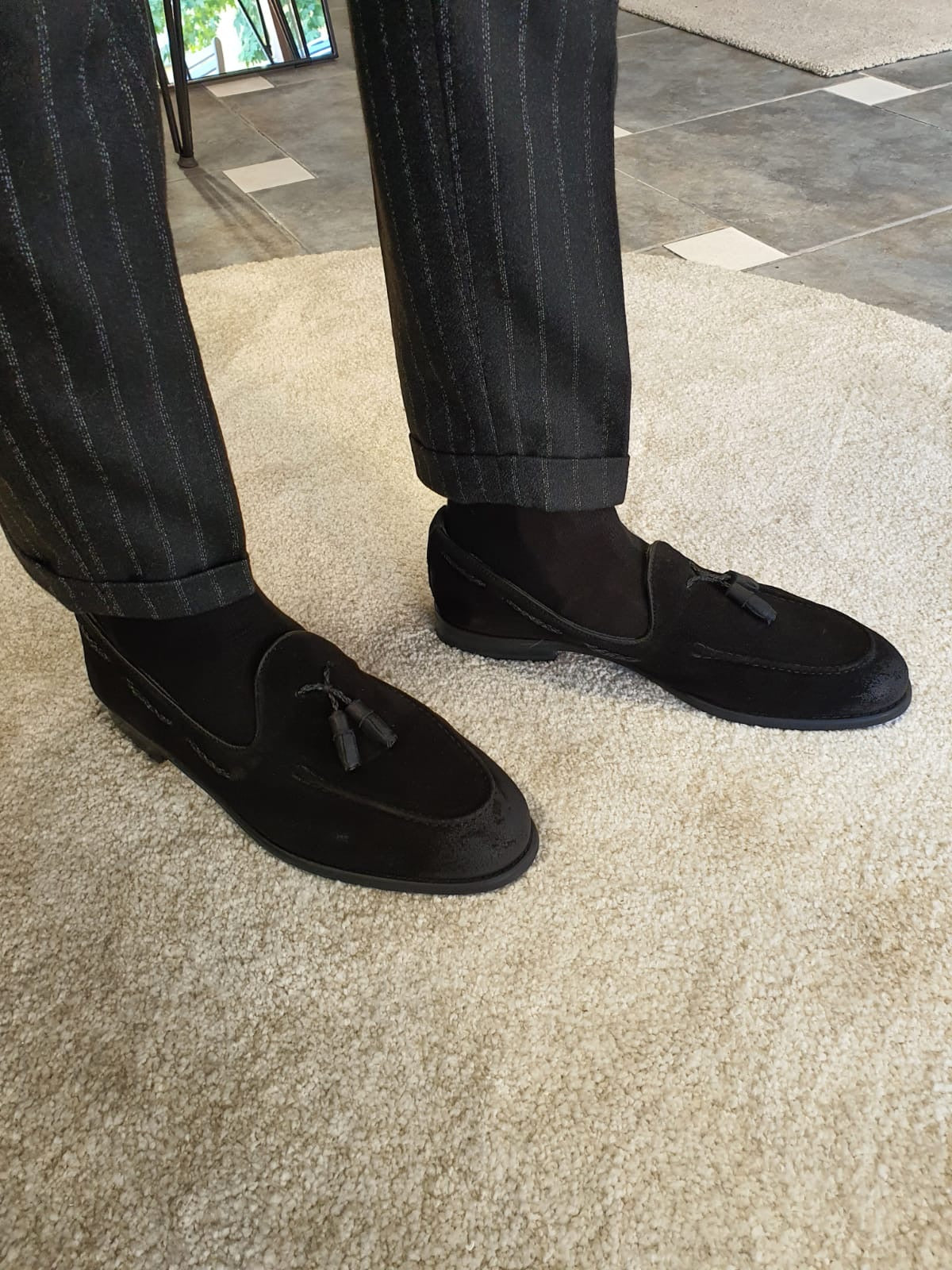 Stefano Black Suede Tassel Loafers: The Ultimate in Elegance and Comfort