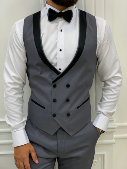 Ventura Gray Slim Fit Peak Lapel Tuxedo – Elevate Your Formal Wardrobe