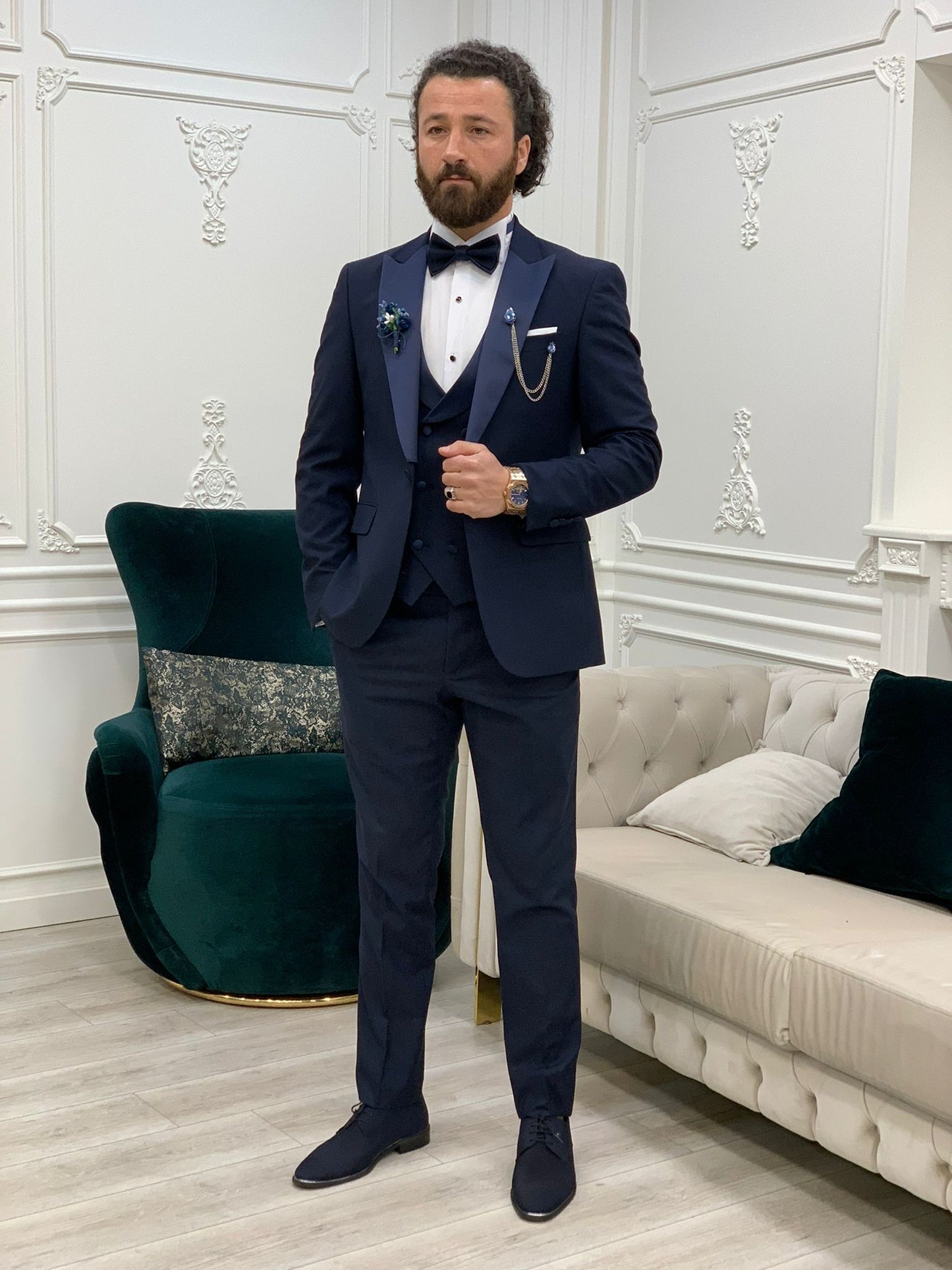 Porto Navy Blue Slim Fit Tuxedo for Timeless Elegance