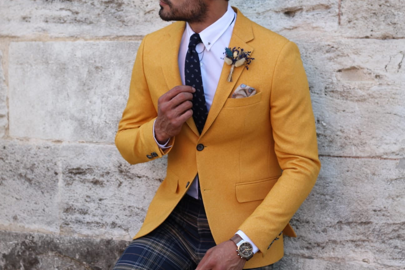 Marina Mustard Slim Fit Blazer - Elevate Your Style