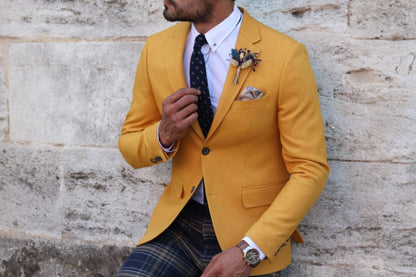 Marina Mustard Slim Fit Blazer - Elevate Your Style