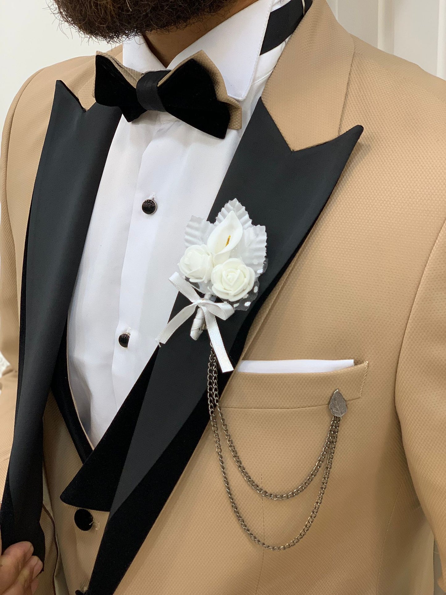 Mark Golden Slim Fit Velvet Peak Lapel Tuxedo