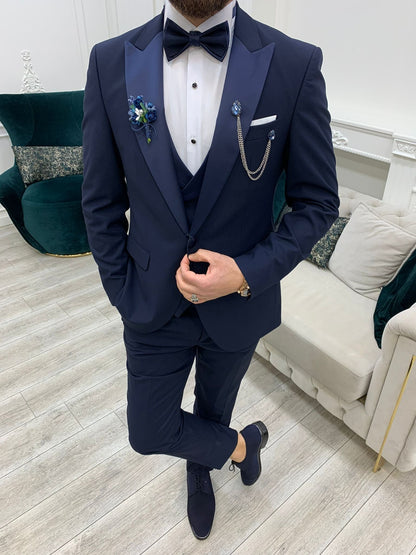 Porto Navy Blue Slim Fit Tuxedo for Timeless Elegance