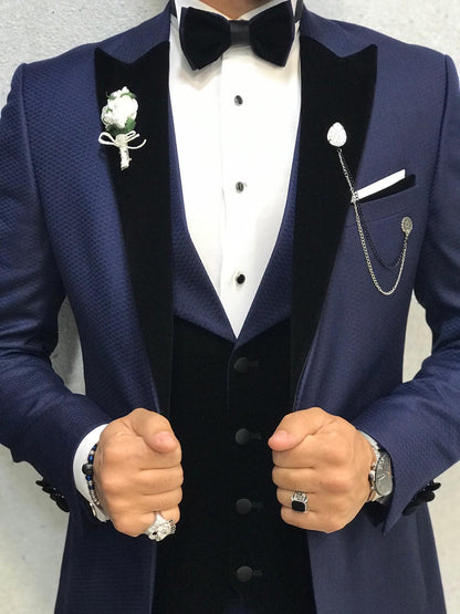 Acacia Navy Blue Patterned Tuxedo