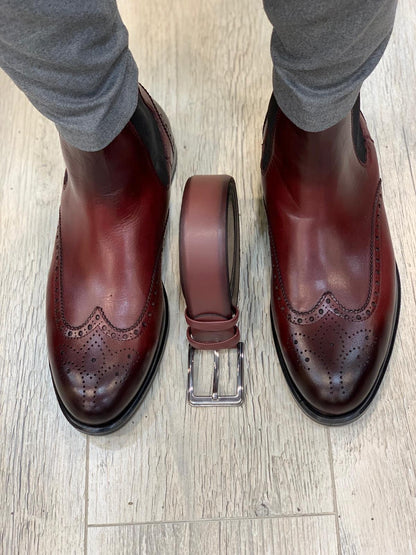 Ade Red Chelsea Boots - Elegant Leather Footwear for Men