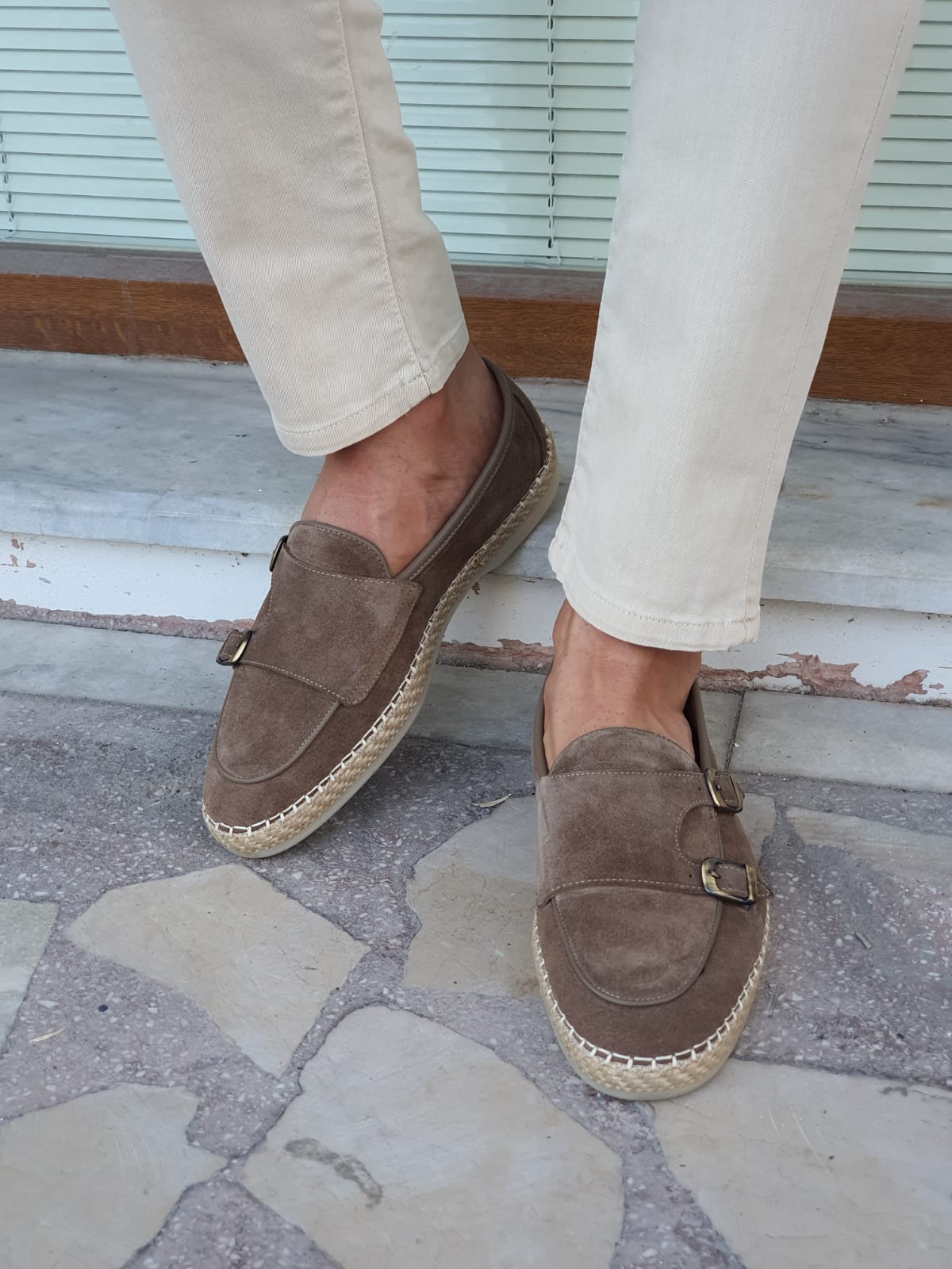 Cole Beige Suede Double Monk Strap Loafers - Elevate Your Style