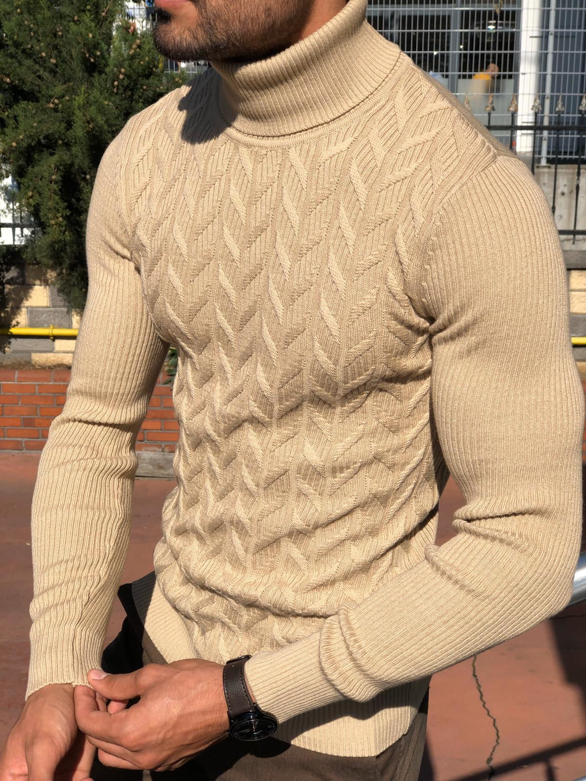 Marina Slim Fit Turtleneck Sweater in Claret Red